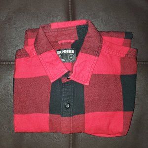 Men's Express Size Large Long Sleeve Flannel Shirt Buffalo Check Standard Fit